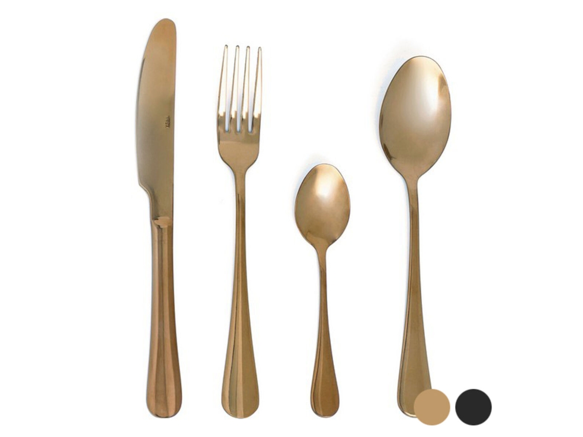 Conjunto de Talheres QUID Celebrant Metal 24 Peças Dourado 26 Cm