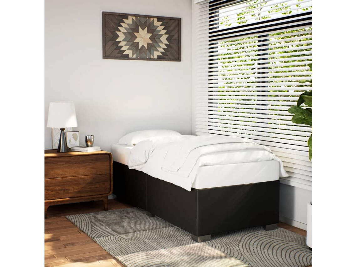 Vidaxl Estrutura de Cama 90x200 Cm Couro Artificial Preto