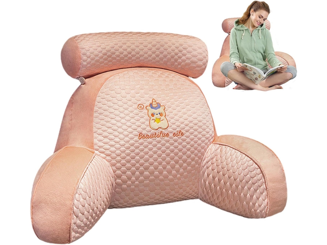 Almofada de Cabeceira Encosto para Sentar na Cama, Confortável com Braços Leitura Almofadas Braço CHABERLU