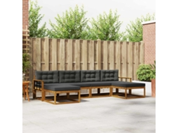Vidaxl Conjunto De Sofás Para Exterior 6 Unid. Natural E Antracite