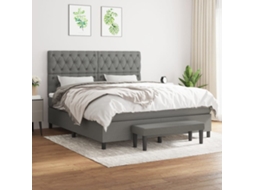 Vidaxl Cama Com Molas/colchão 160x200 Cm Tecido Cinzento-escuro