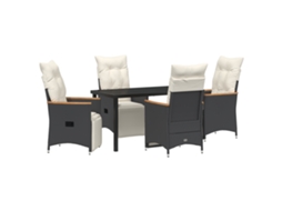 Conjunto 5 Conjunto De Jantar Para Jardim Vidaxl Preto Vime Pe (140 X 70 X 73 Cm)