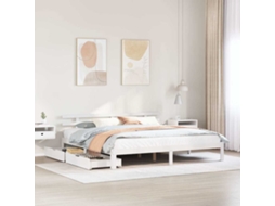 Vidaxl Estrutura De Cama C/ Gavetas 200x200 Cm Pinho Maciço Branco