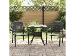 Vidaxl Conjunto De Mesa De Jardim 3 Unid. Preto Alumínio Fundido