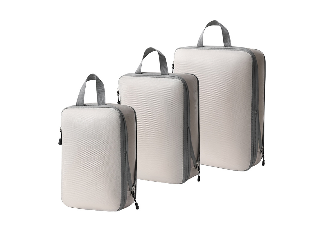 Conjunto de 3 Malas Viagem com Compartimento Compressão, Malas de Viagem com Zíper e Cubos Compressão Impermeáveis BRILVIBERA