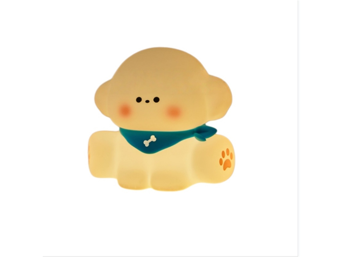Luminária Noturna de Silicone em Formato Cachorrinho com Ativação por Pressão, Abajur de Cabeceira Macio BRILVIBERA