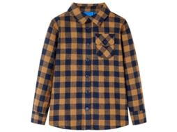Camisa De Xadrez Para Criança Conhaque E Azul 104