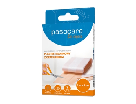 Plasters Pasocare Classic Plus, 1m X 8cm, Clássico Plus, Única Unidade Paso Trading