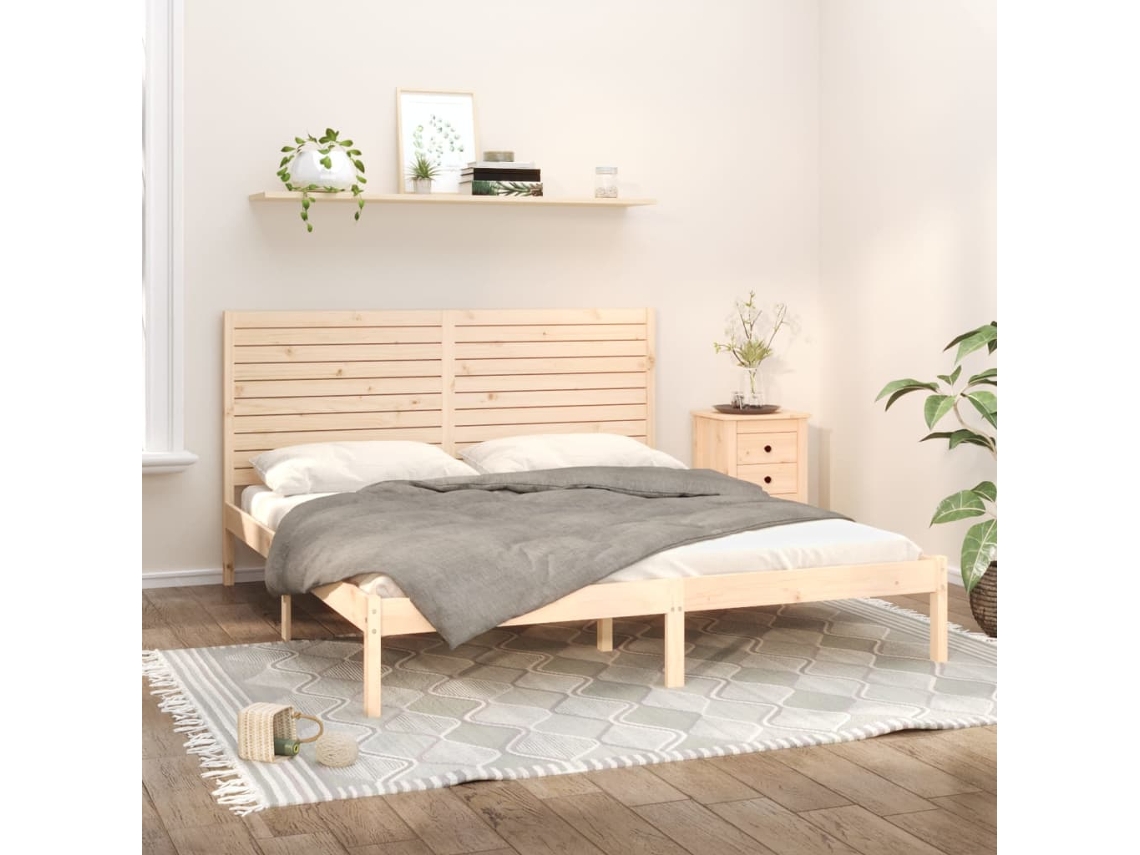 Vidaxl Estrutura de Cama Super King 180x200 Cm Madeira Maciça