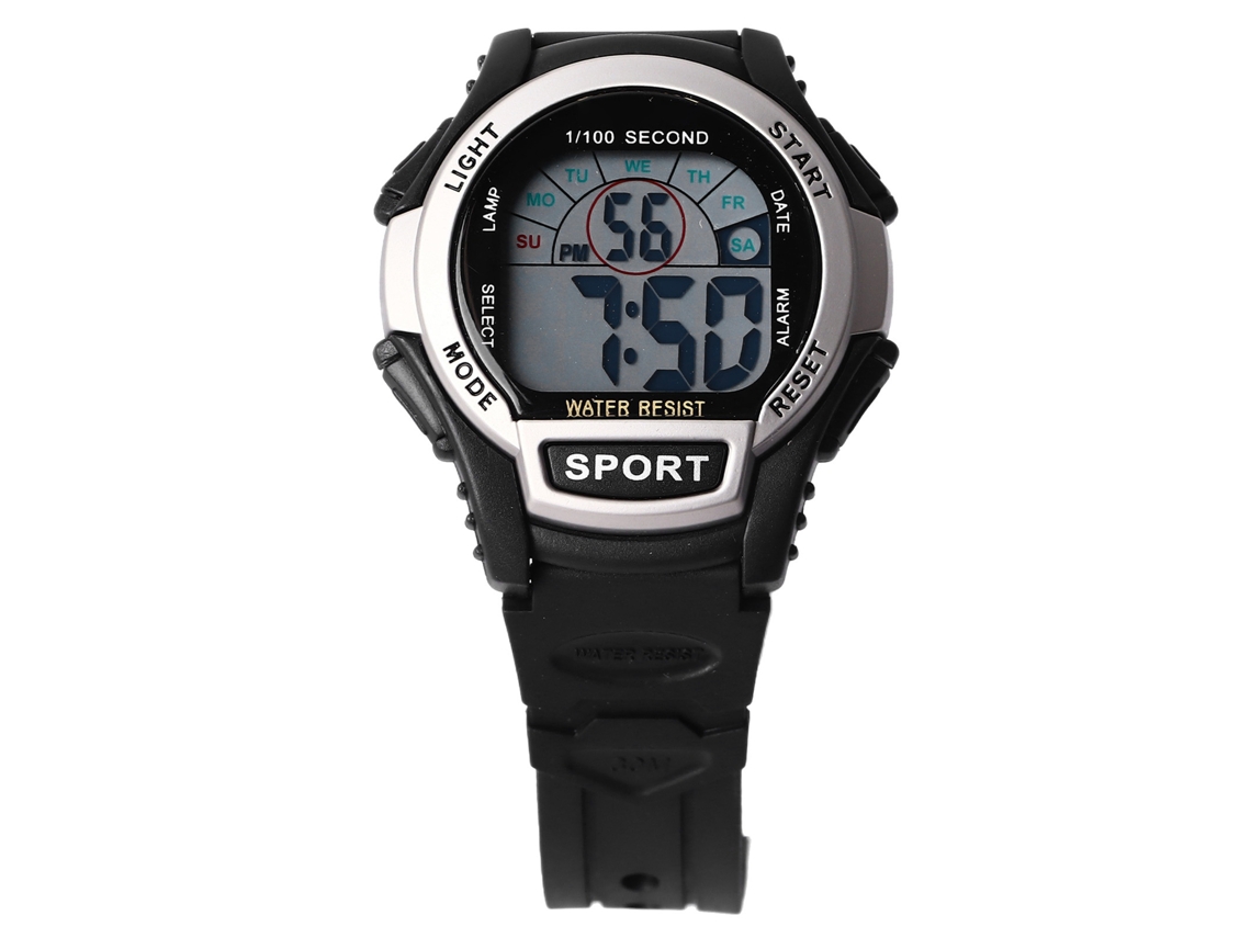 Relógio esportivo digital masculino, à prova d'água, luminoso, preto, para estudantes.