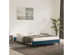 Vidaxl Estrutura De Cama Sem Colchão 140x200 Cm Veludo Azul-escuro