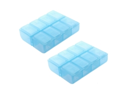 2x Porta Comprimidos Retangular De Plástico Com 8 Compartimentos Para 7 Dias Nostalgia88