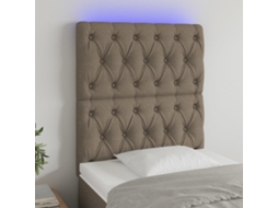 Cabecero de cama con tela LED 80x7x118/128cm Gris-Marrón