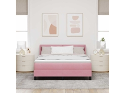 Vidaxl Cama Box Com Cabeceira Manual Rosa 200 X 160 Cm Veludo