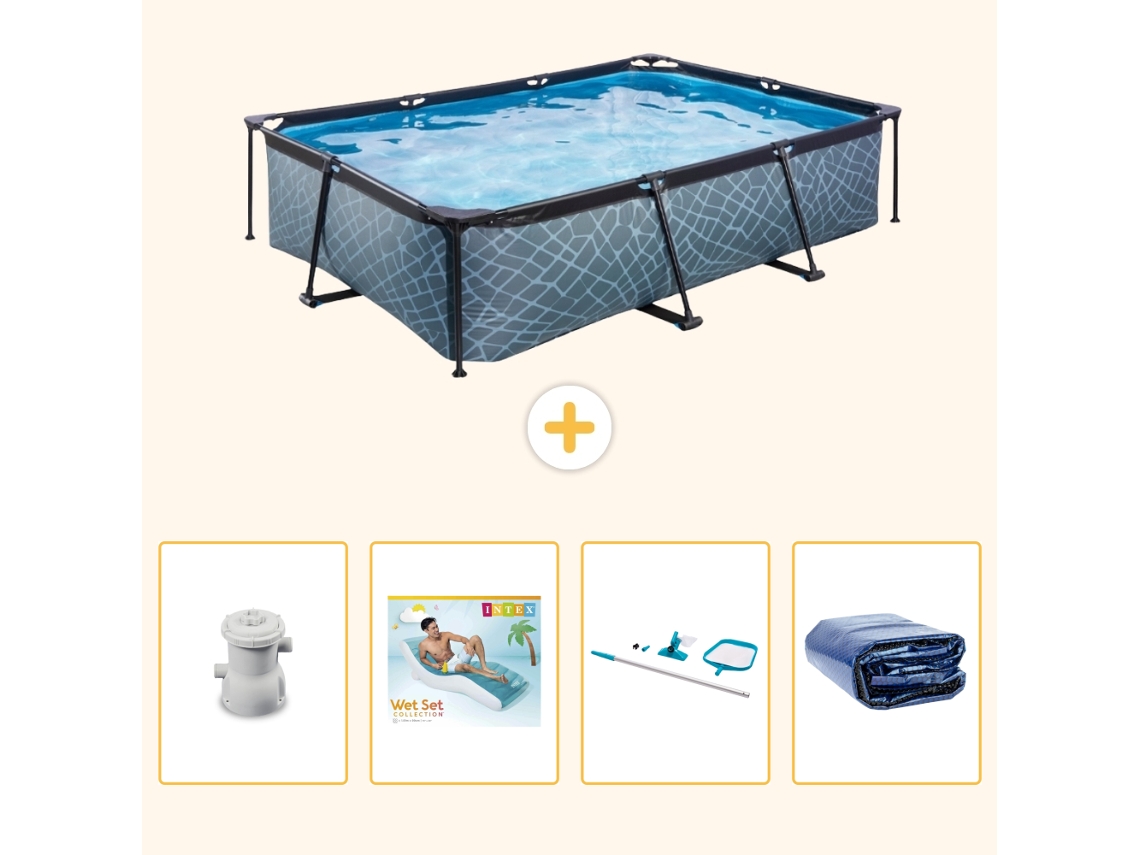 Exit-toys Piscina Exit Retangular - Efeito Pedra - 300x200x65 Cm - 5-peças S270
