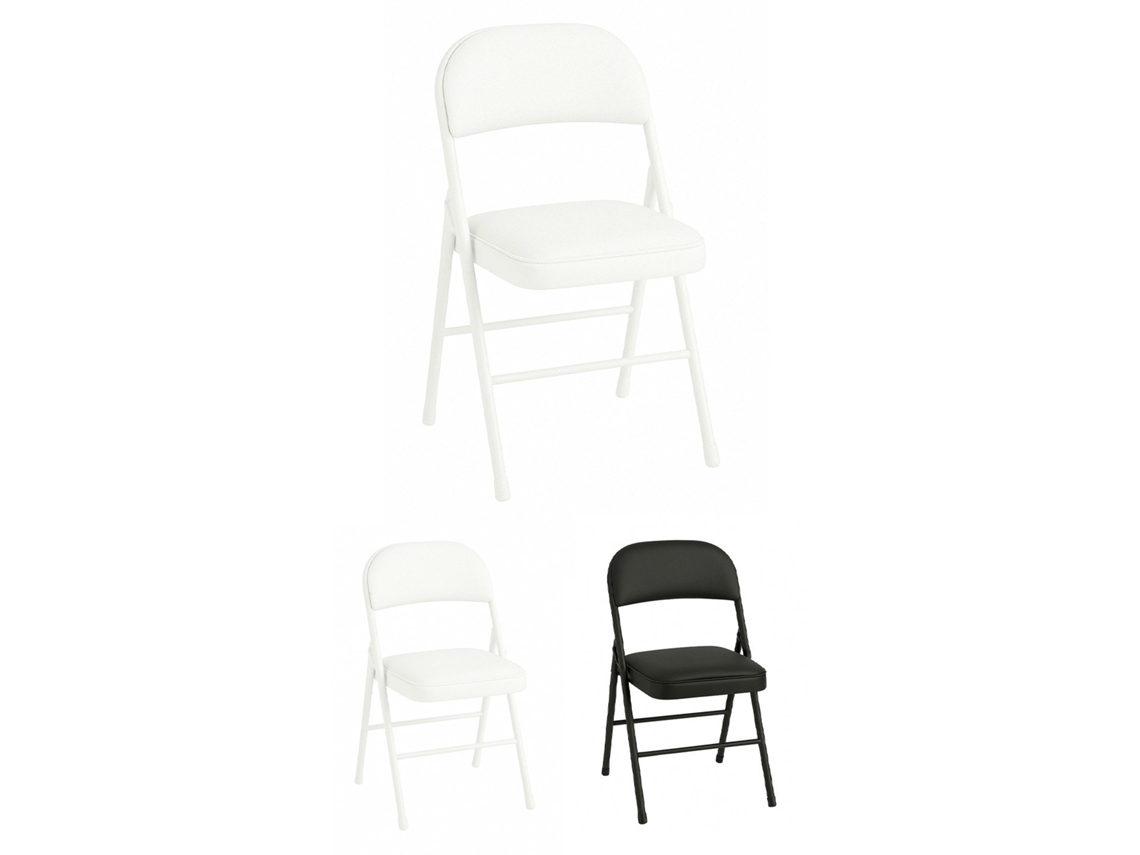 Silla Metálica Acolchada Plegable 80x46x46 Cm | Ideal Para Hogar Y Eventos Blanco Pack 2 Uds