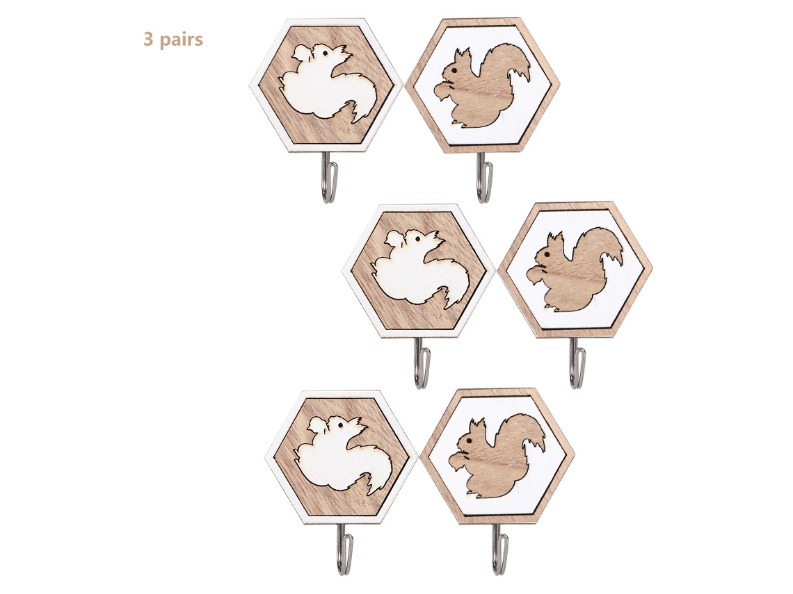 Ganchos de parede em forma animal 3 pares S/MARCA