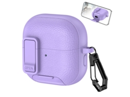 Capa em Couro Vegano PANOONA para Huawei Freeclip2, com Mosquetão, compatível com Carregamento Sem Fio, Roxa