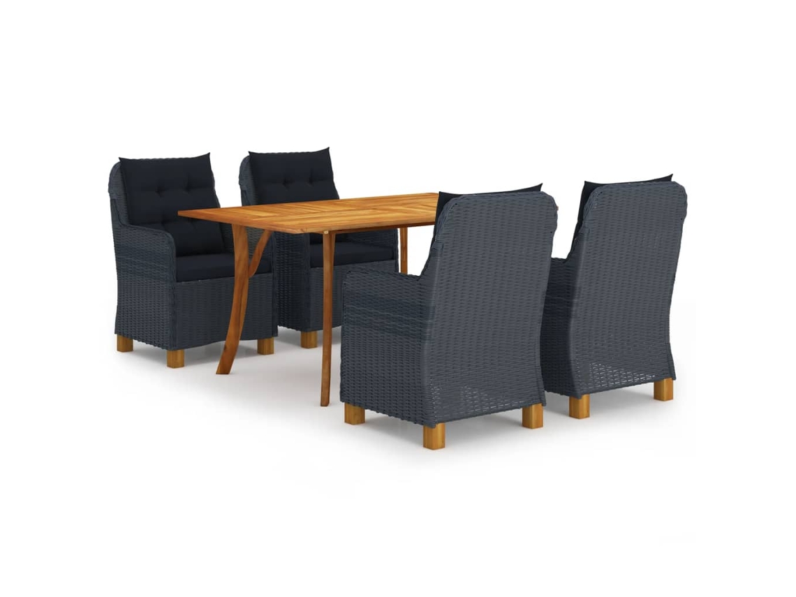 Vidaxl 5 Pcs Conjunto De Jantar Para Jardim Cinzento-escuro