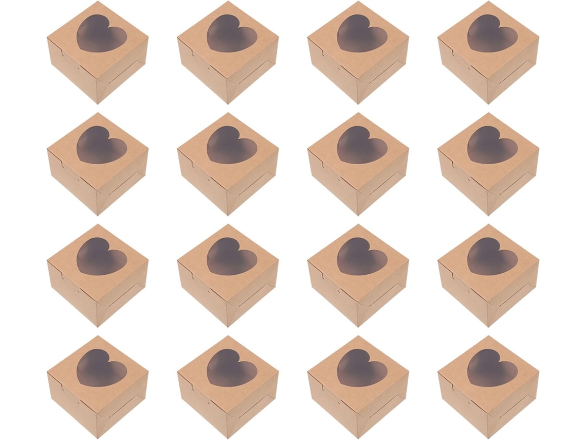 Caixas De Papel Kraft Childweet, 20 Caixas Empilháveis E Práticas Em Formato De Coração Para Bolos Cupcakes, Ideais Para