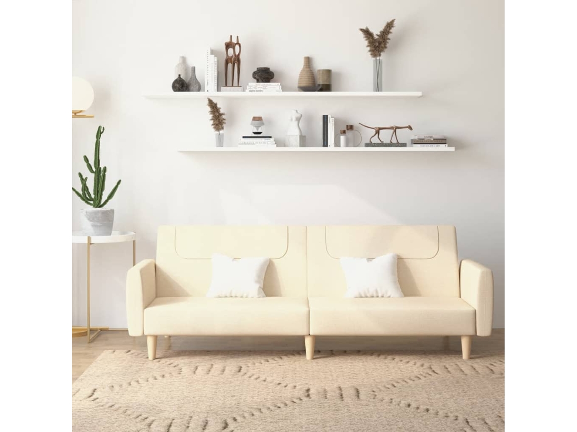 Vidaxl Sofá-cama De 2 Lugares Tecido Cor Creme