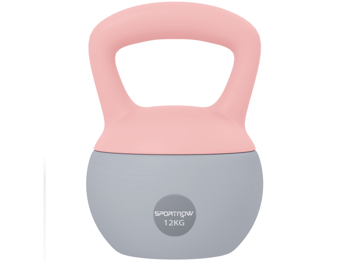 Kettlebell 12kg, peso de areia, alça antiderrapante, Ø 21x30 Cm Rosa