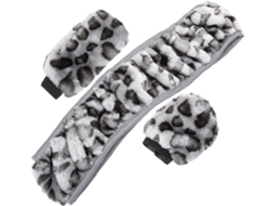 Conjunto De 3 Peças Capas Pelúcia Com Estampa Leopardo Para Volante,alavanca Câmbio E Freio Mão.