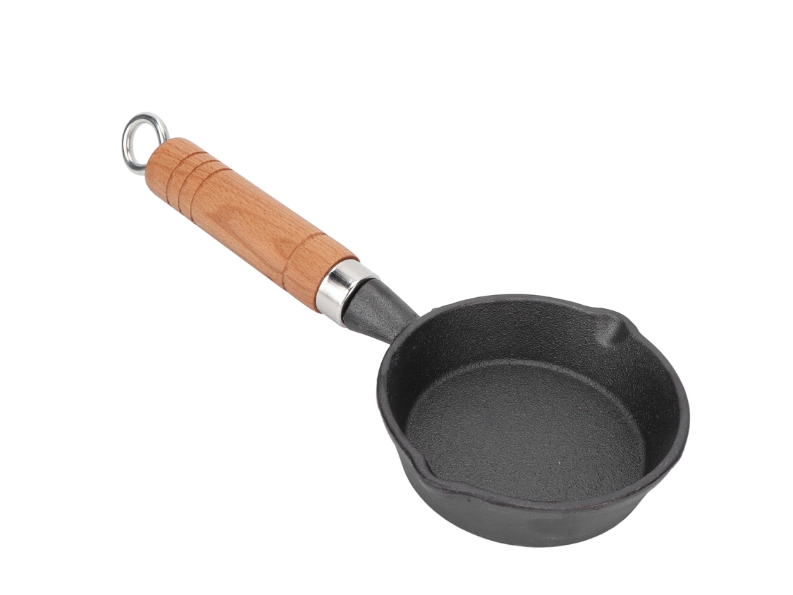 Panelinha De Ferro Fundido Com Cabo Madeira 10cm