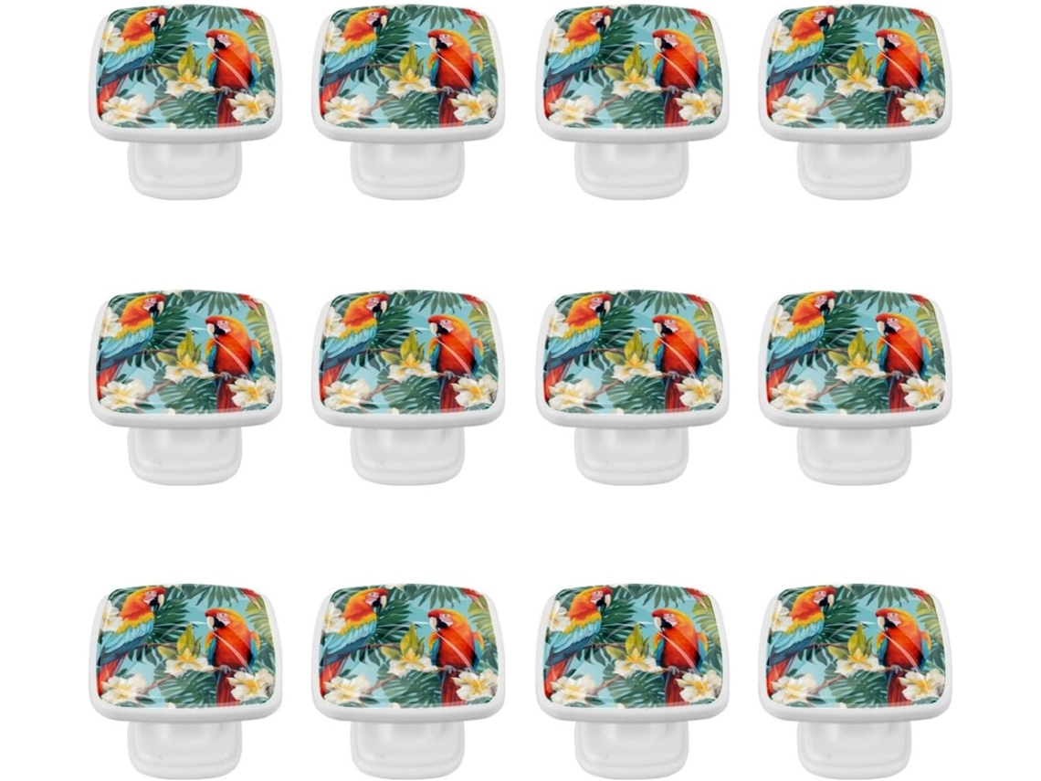 Puxadores Quadrados Para Gavetas De Cômoda, Puxadores Para Armários De Cozinha, 12 Peças, Pássaros, Flores, Folhas