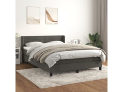 Vidaxl Cama Com Molas/colchão 140x190 Cm Veludo Cinzento-escuro
