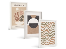 Um Conjunto De Imagens Decorativas Em Uma Moldura Padrões De Formas Abstratas Moldura Branca Fotos Para O Escritório Espelharte (3 Piezas De 40x60 Cm)
