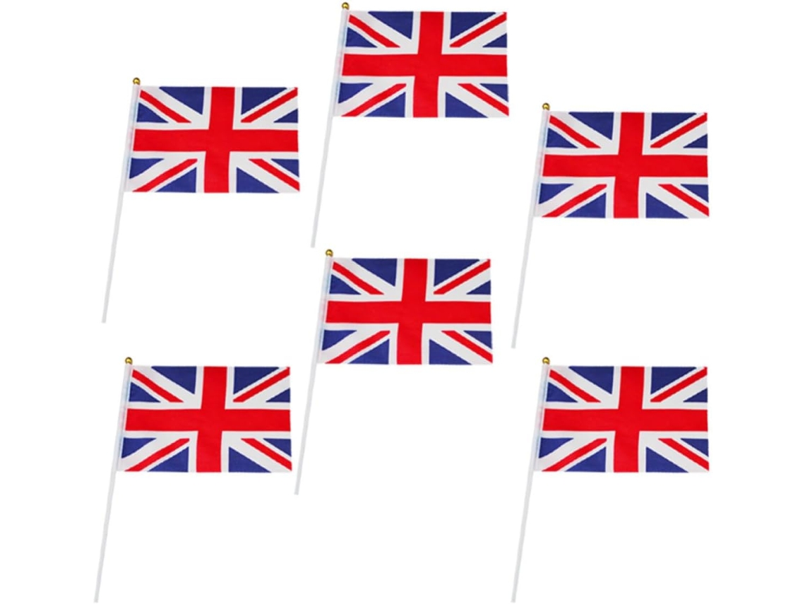 Kit de 6 Bandeiras Britânicas Leves e Portáteis, Feitas de Poliéster, Pequenas Bandeiras de Mão para Decoração do CHABERLU
