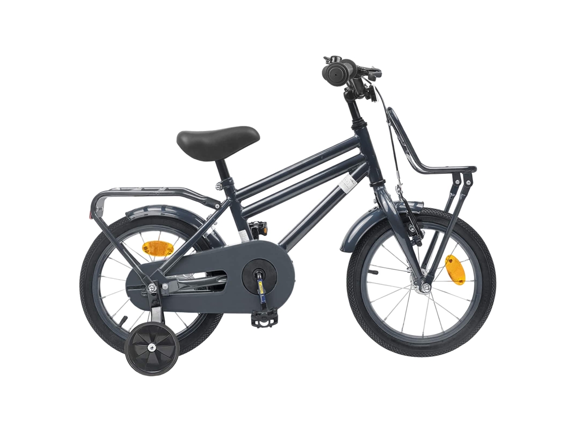 Vidaxl Bicicleta Infantil 12 Polegadas Para 2-4 Anos Cinzento-escuro