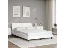Vidaxl Estrutura De Cama Dover Couro Artificial 137x190 Cm Branco