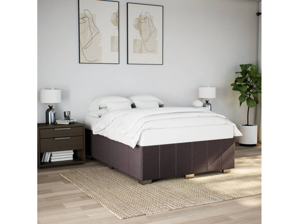 Vidaxl Estrutura De Cama Sem Colchão 140x200 Cm Tecido Castanho-escuro