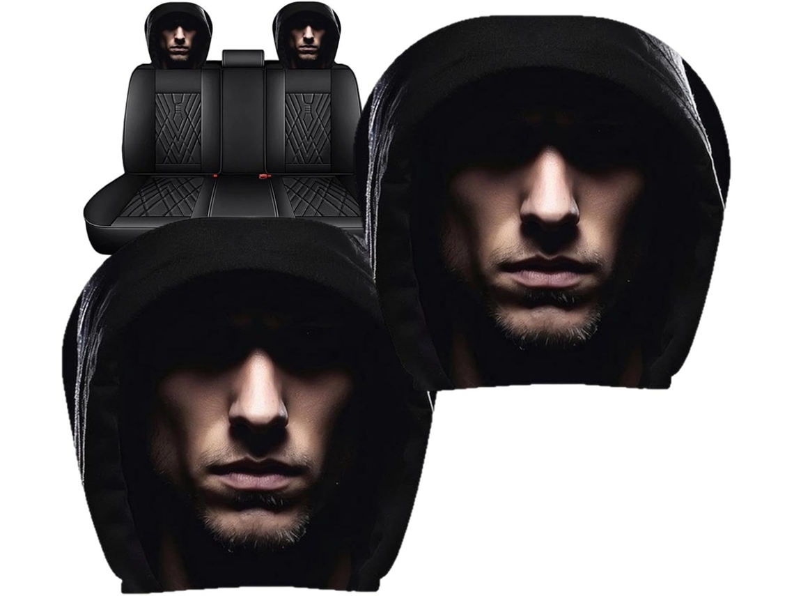 Capas Para Encosto De Cabeça De Carro Em 2 Peças, Respiráveis, Laváveis, Com Estampa De Rosto De Terror.