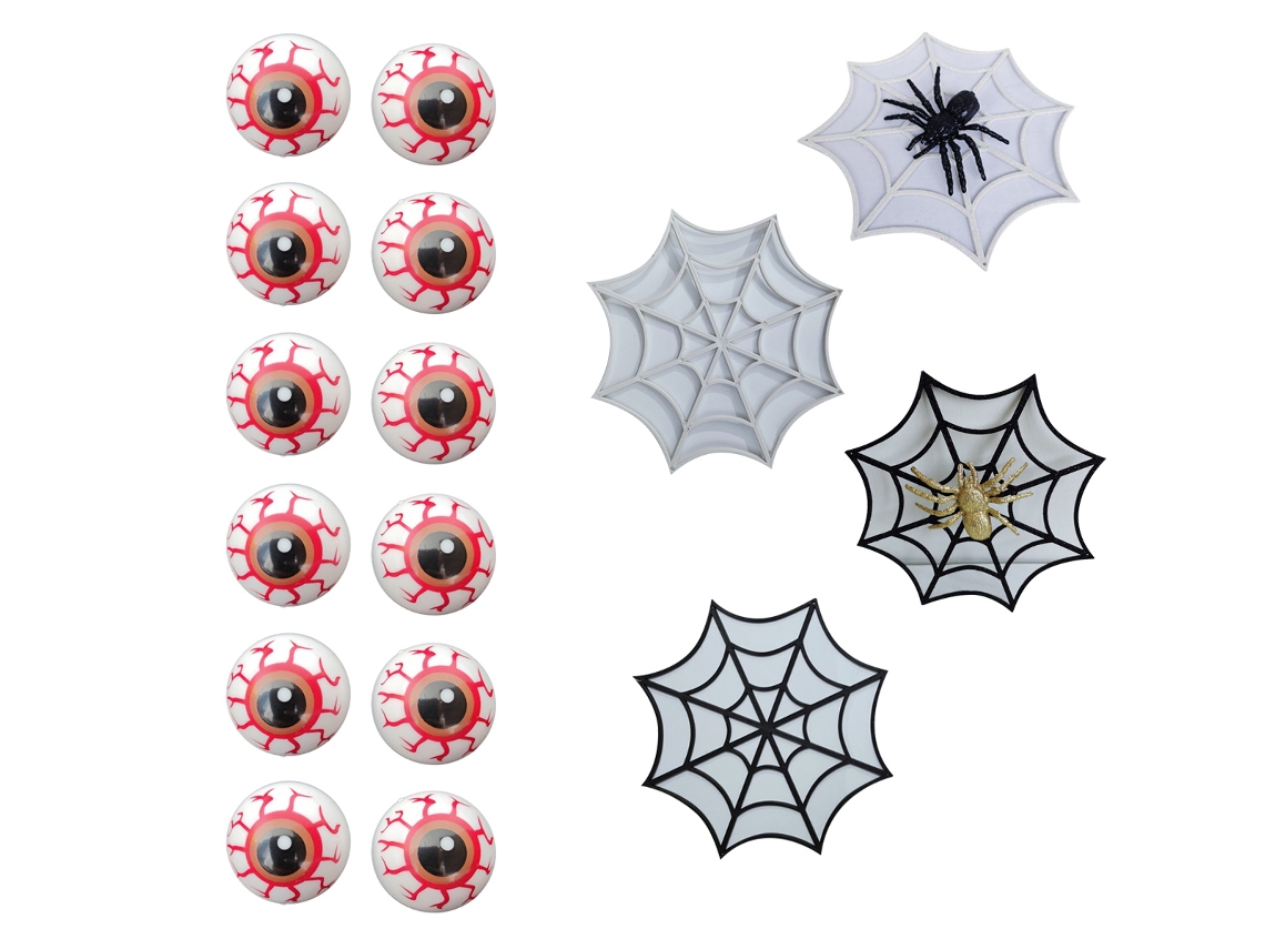 Olhos de Halloween de Ping Pong 12 Olhos de Plástico com Teias de Aranha RNEMITERY