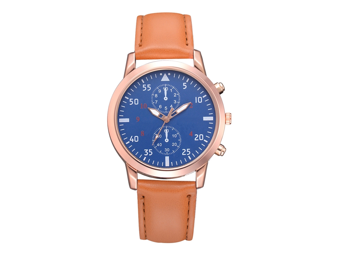 Relógio Feminino de Quartzo Analógico com Pulseira de Pu e Caixa de Liga Round Dial Coffee