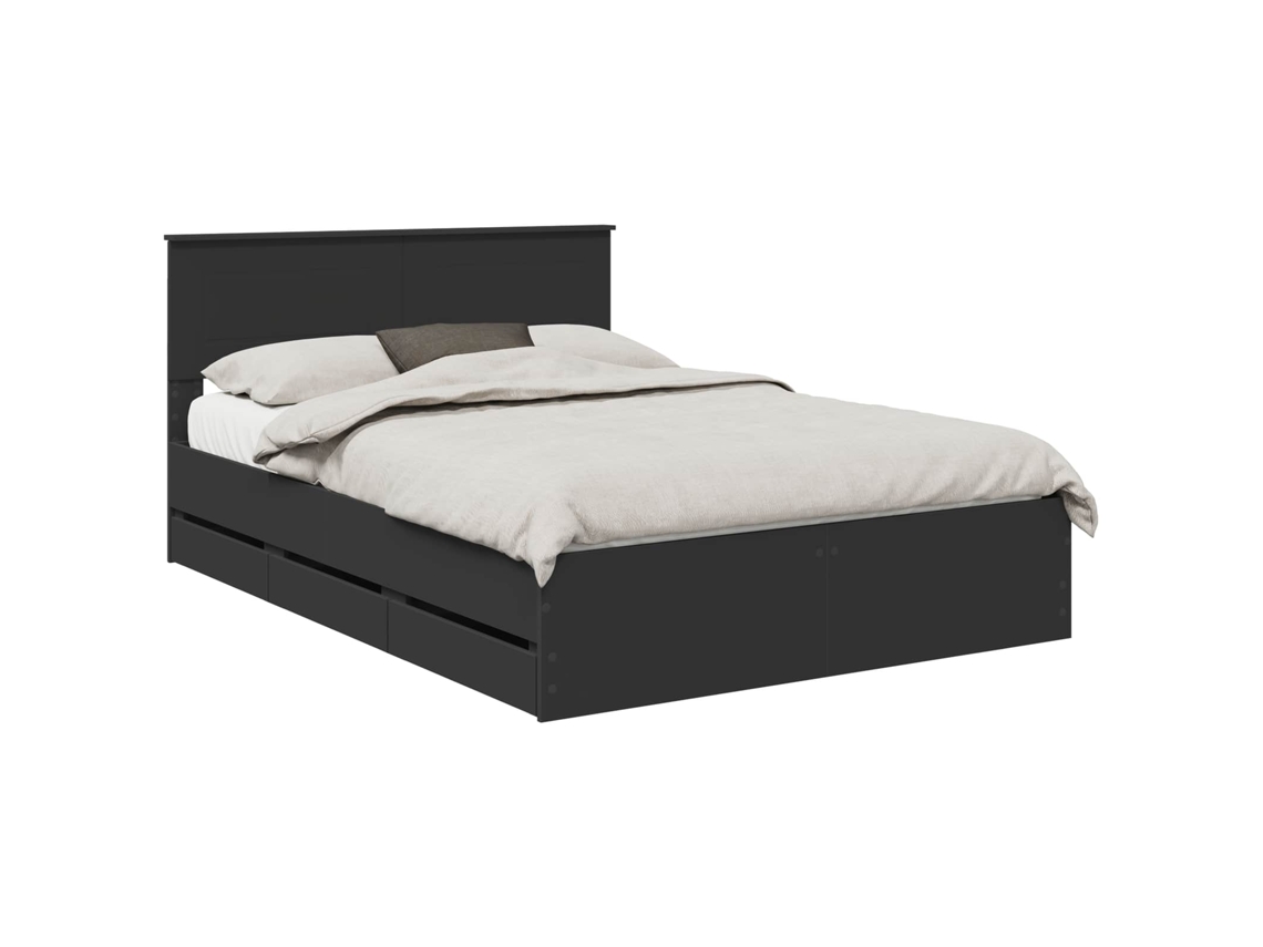 Estrutura de Cama MAISON EXCLUSIVE Preto 150 X 200 cm Madeira de Engenharia