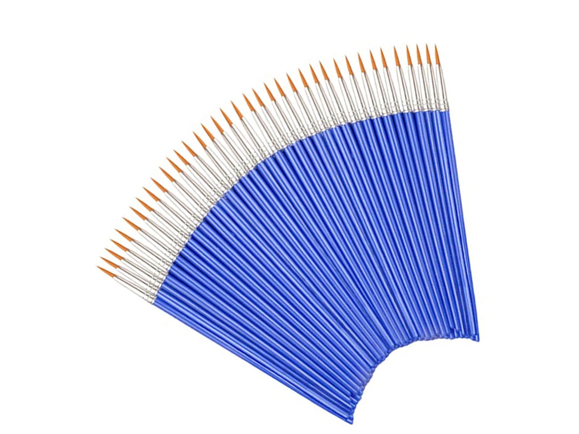 Conjunto de 50 Pincéis Redondos e Planos de Nylon, Adequados para Pintura a Óleo. MDUG