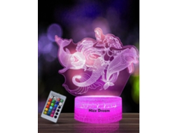 Omni lâmpada Noturna Sereia 3d para Crianças, Luz Led com Controle Remoto 16 Cores Ajustáveis, Presente para Crianças Meninas Natal