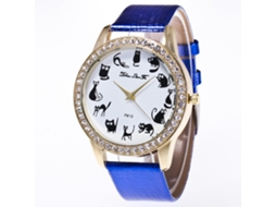 Reloj De Pulsera Unisex De Cuarzo Con Correa Pu Moda Zhoulianfa Azul