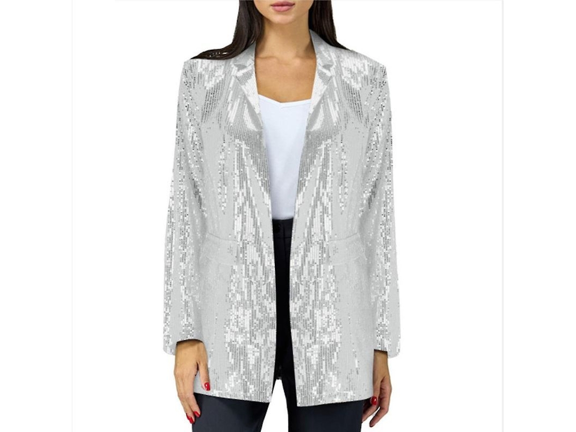 2026 chaqueta Blazer de Lentejuelas para Mujer Casual Con Cierre Abierto