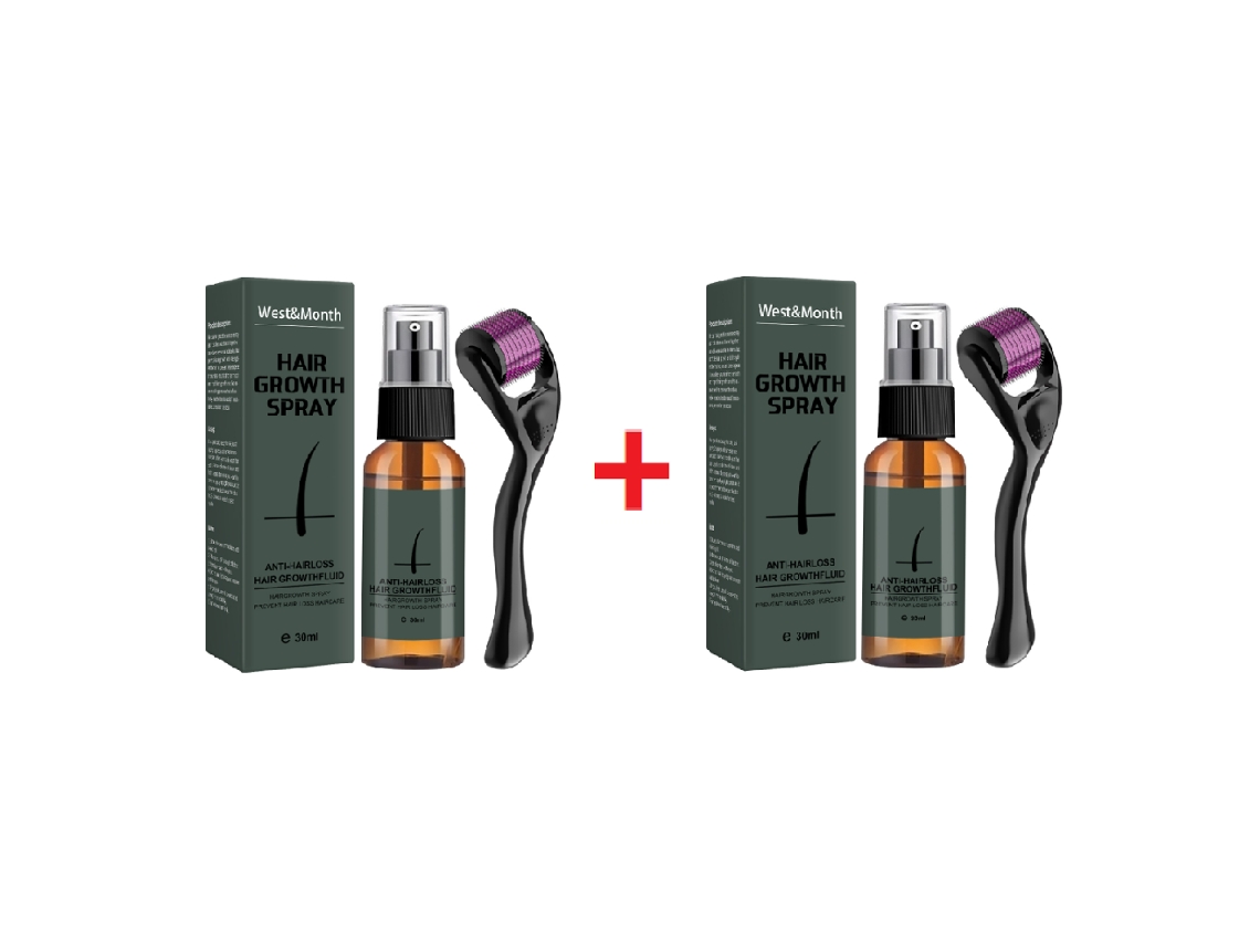 Kit de spray para crescimento da barba 30ml + Derma Roller x2