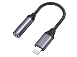 Conector Lightning para 3,5mm Jack, Compatível com Iphone e Ipad, com 13cm de Comprimento e na Cor Cinza e Preto AOZORZ