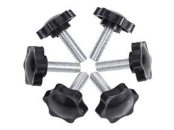 Conjunto De 6 Parafusos De Aperto Manual M8x25mm, Com Encaixe Em Estrela De Plástico Serrilhado