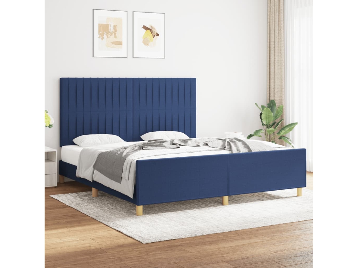 Estrutura De Cama Sem Colchão 180x200 Cm Tecido Azul