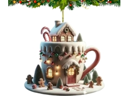 Conjunto De Enfeites De Natal Para Árvore, Incluindo Enfeites Festivos Em Acrílico Em Formato De Xícara.