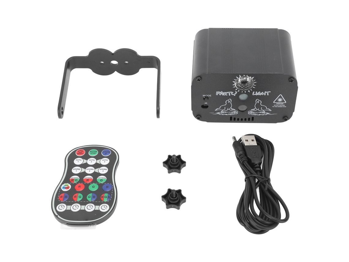 Luz de Festa Ativada por Som RGB com Controle Remoto, Projetor LED Recarregável para Festas e Aniversários S/MARCA