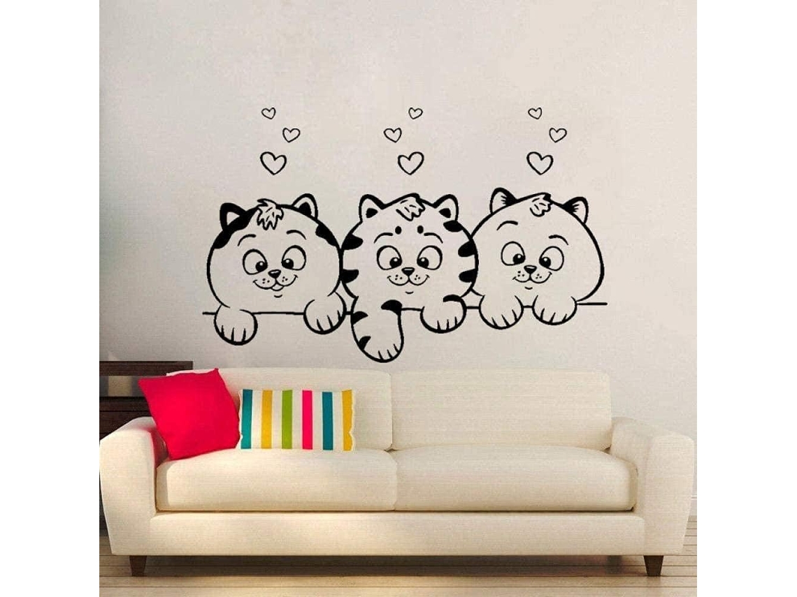 Adesivos Muraux, Mignon Animal Chat Decoração Adesivos Muraux Pvc Decoração De La Maison 60cm * 37,9cm